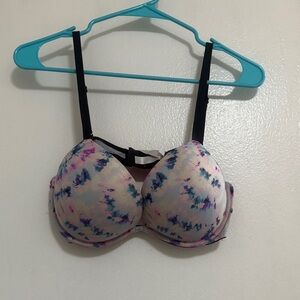 PINK Victoria's Secret Tie-Dye Push Up Bra with Black Straps